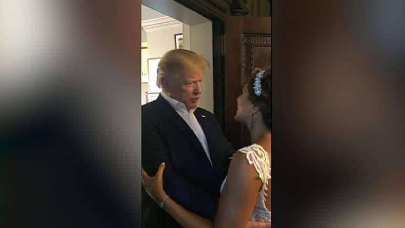 Президент США Дональд Трамп пришел на свадьбу в стиле «Сделаем Америку снова великой», чтобы поздравить жениха и невесту
