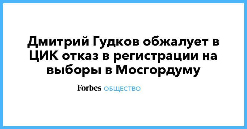 Дмитрий Гудков обжалует в ЦИК отказ в регистрации на выборы в Мосгордуму