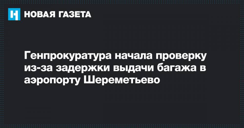 Генпрокуратура начала проверку из-за задержки выдачи багажа в аэропорту Шереметьево