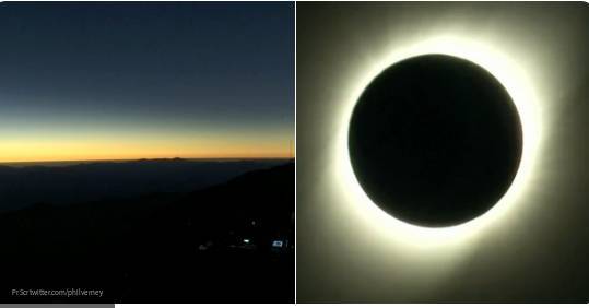 Фото солнечного затмения появилось в Сети благодаря пилотам самолета
