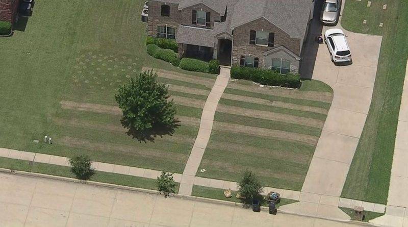 Подросток из Техаса выстриг американский флаг на лужайке у дома погибшего солдата