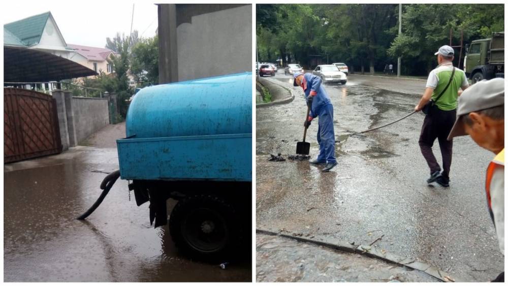 Некоторые улицы Алматы подтопило после дождя
