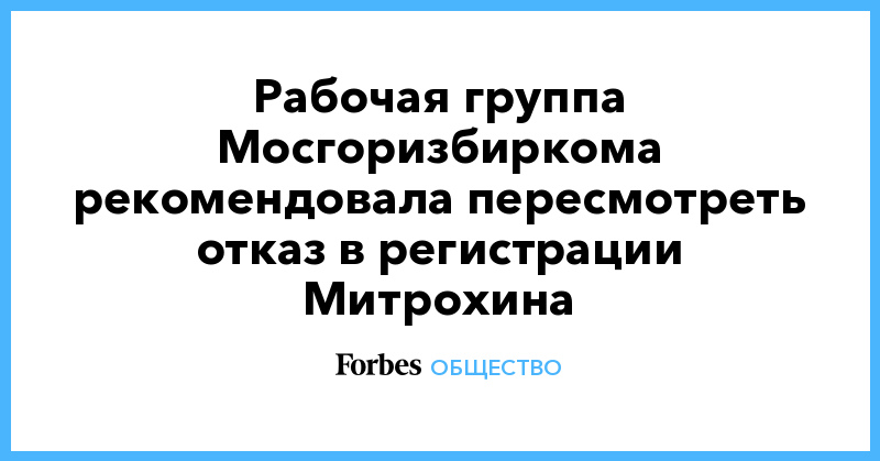 Рабочая группа Мосгоризбиркома рекомендовала пересмотреть отказ в регистрации Митрохина