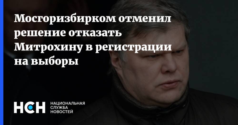 Мосгоризбирком отменил решение отказать Митрохину в регистрации на выборы