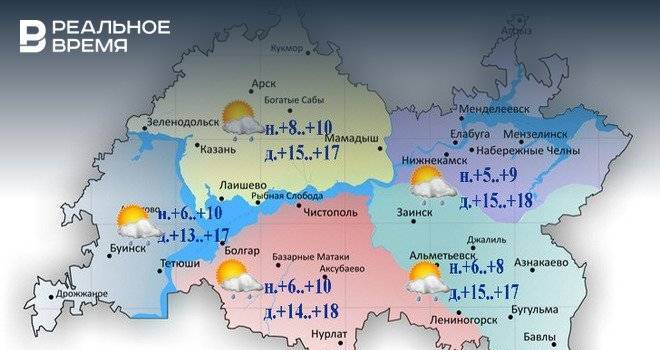 Сегодня в Татарстане возможен дождь и до +18 градусов