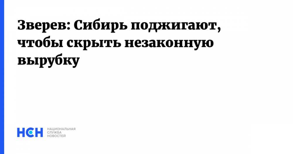 Зверев: Сибирь поджигают, чтобы скрыть незаконную вырубку