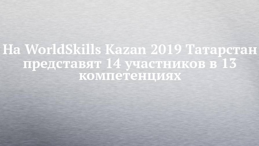 На WorldSkills Kazan 2019 Татарстан представят 14 участников в 13 компетенциях