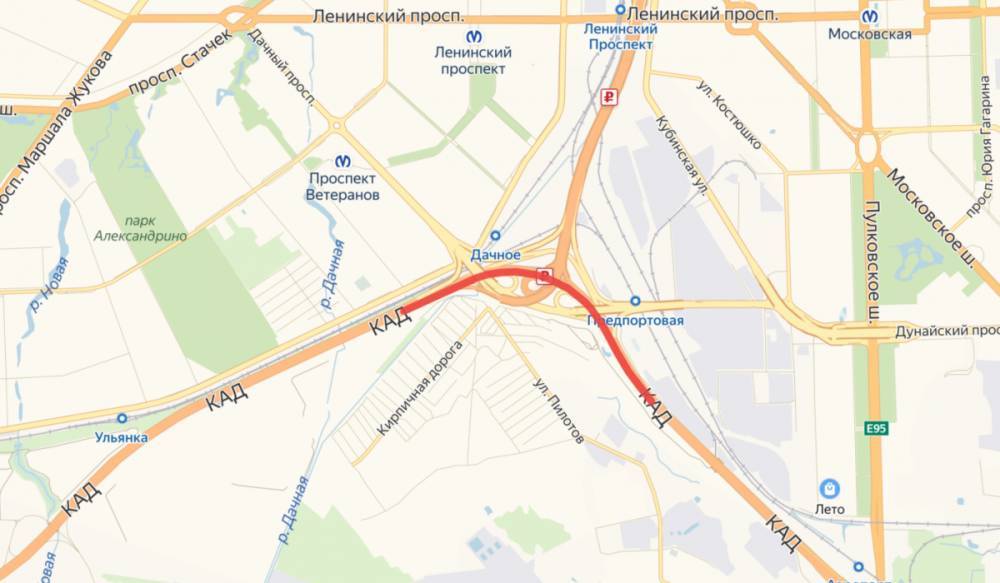 На участке КАД между Таллинским шоссе и ЗСД закроют две полосы