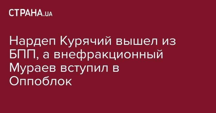 Нардеп Курячий вышел из БПП, а внефракционный Мураев вступил в Оппоблок