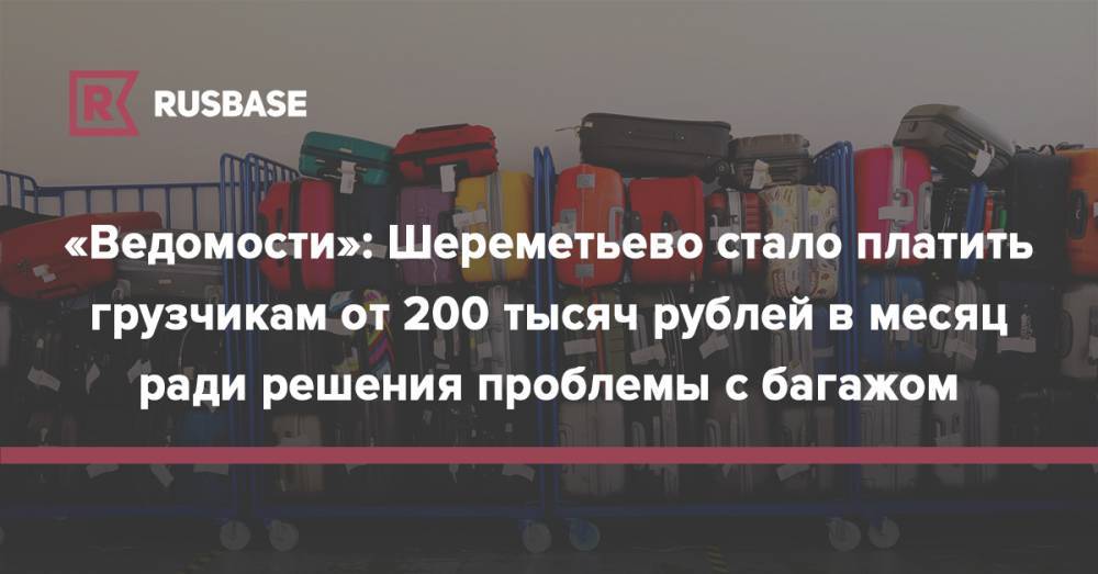 «Ведомости»: Шереметьево стало платить грузчикам от 200 тысяч рублей в месяц ради решения проблемы с багажом