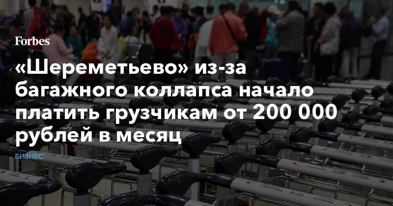 «Шереметьево» из-за багажного коллапса начало платить грузчикам от 200 000 рублей в месяц