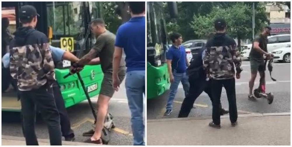 Видео драки самокатчика с водителем автобуса прокомментировали в полиции Алматы