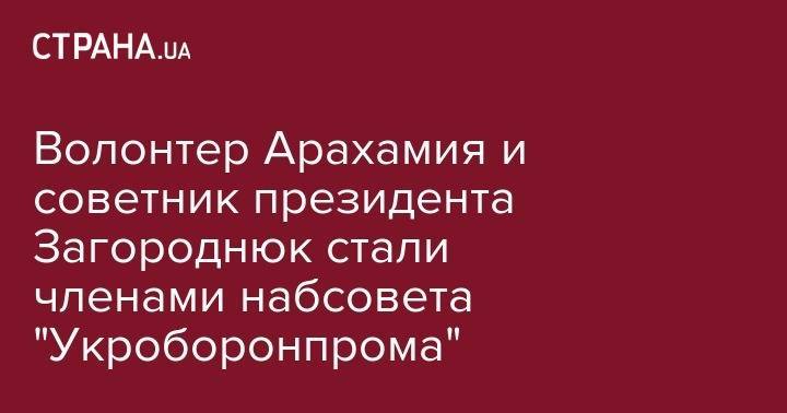 Волонтер Арахамия и советник президента Загороднюк стали членами набсовета "Укроборонпрома"
