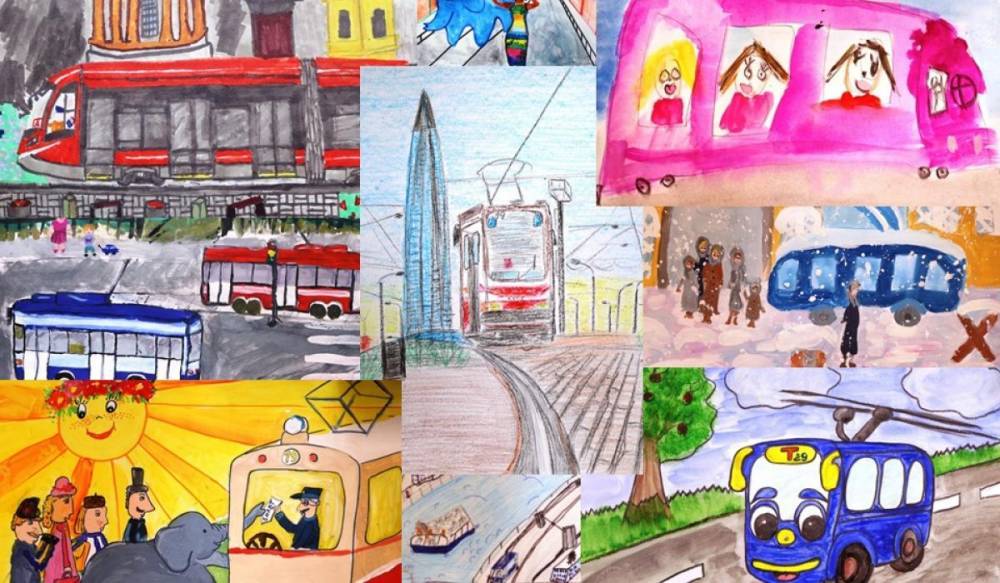 Юные петербуржцы нарисовали трамваи и троллейбусы для конкурса
