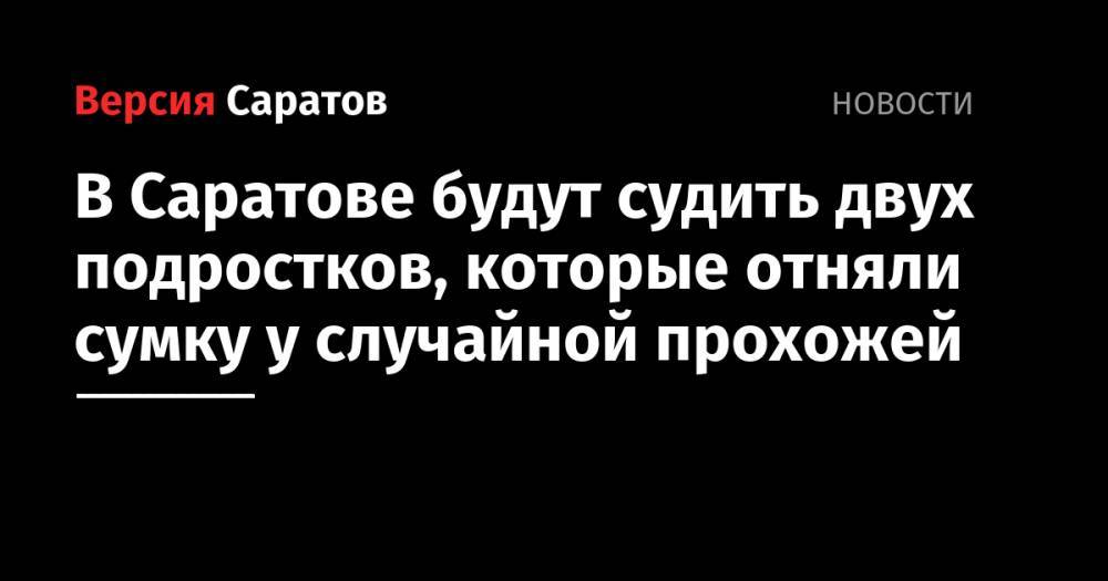 В Саратове будут судить двух подростков, которые отняли сумку у случайной прохожей