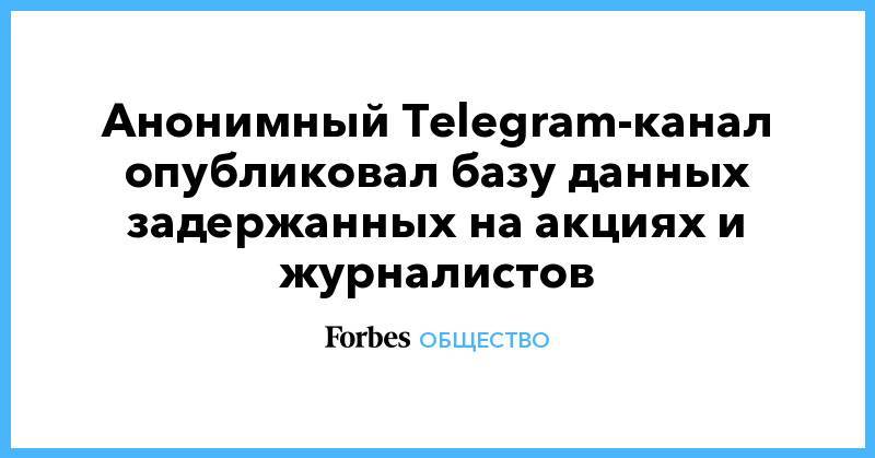 Анонимный Telegram-канал опубликовал базу данных задержанных на акциях и журналистов