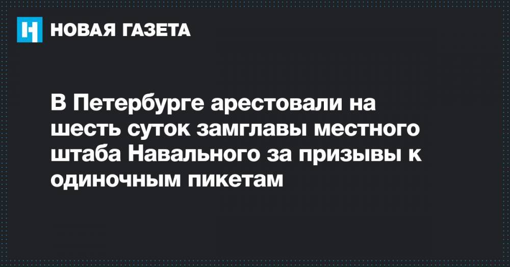 В Петербурге арестовали на шесть суток замглавы местного штаба Навального за призывы к одиночным пикетам