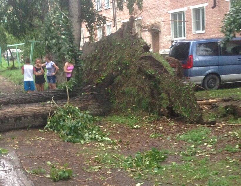 Помятые машины, сорванные крыши и вырванные с корнем деревья: По Бурятии прошёлся ураган