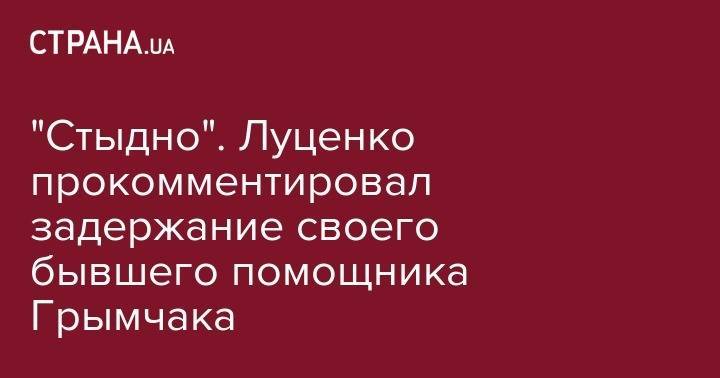 "Стыдно". Луценко прокомментировал задержание своего бывшего помощника Грымчака