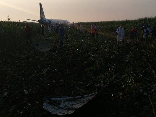В сети появилось видео с места аварийной посадки аэробуса в Подмосковье