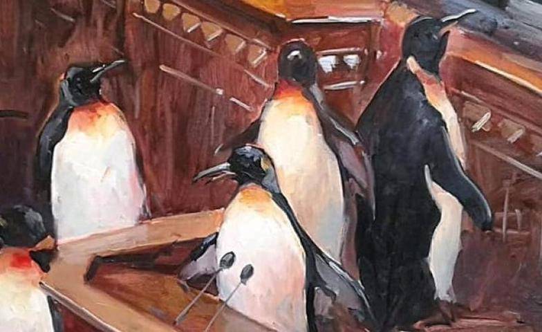 Зеленский украсил офис картинами с пингвинами и шаурмой