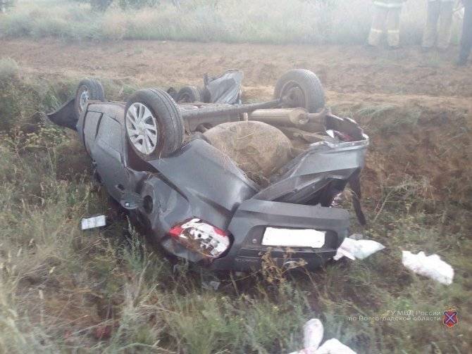 Водитель «Гранты» погиб в опрокинувшейся машине в Волгоградской области