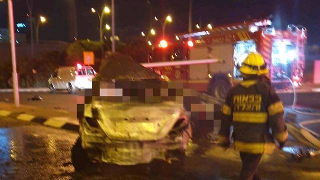 Трагедия в Кфар-Сабе: водитель погиб в горящей машине