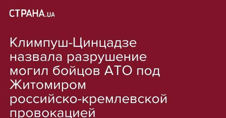 Климпуш-Цинцадзе назвала разрушение могил бойцов АТО под Житомиром российско-кремлевской провокацией