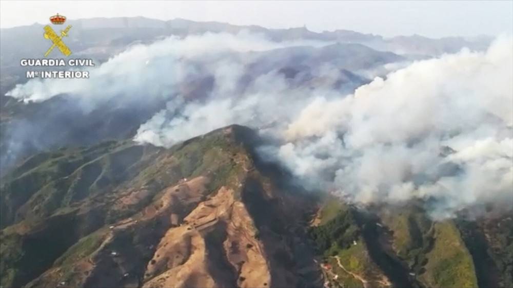 Появилось видео разрушительного пожара на острове в Испании