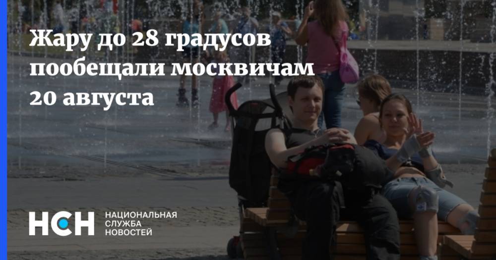 Жару до 28 градусов пообещали москвичам 20 августа