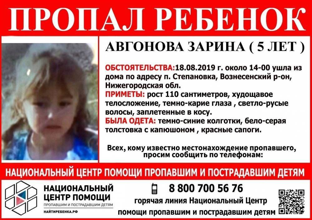В Нижегородской области волонтеры Национального центра разыскивают пропавшую девочку