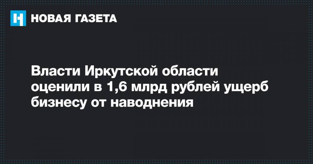 Власти&nbsp;Иркутской области оценили в 1,6 млрд рублей ущерб бизнесу от наводнения