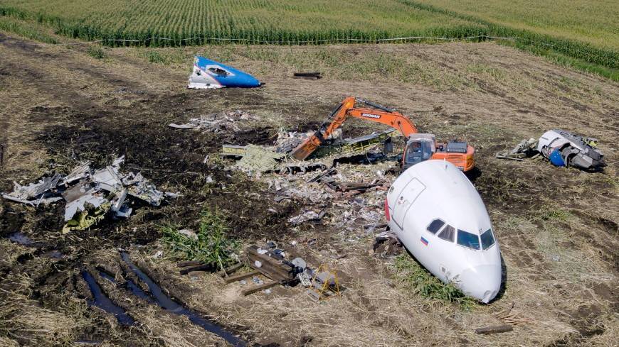 Кабину и хвост самолета Airbus убрали с кукурузного поля в Подмосковье