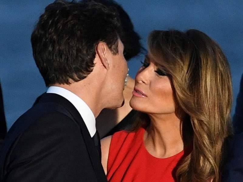 Меланья Трамп поцеловала Трюдо в ответ на поцелуй мужа с женой Макрона
