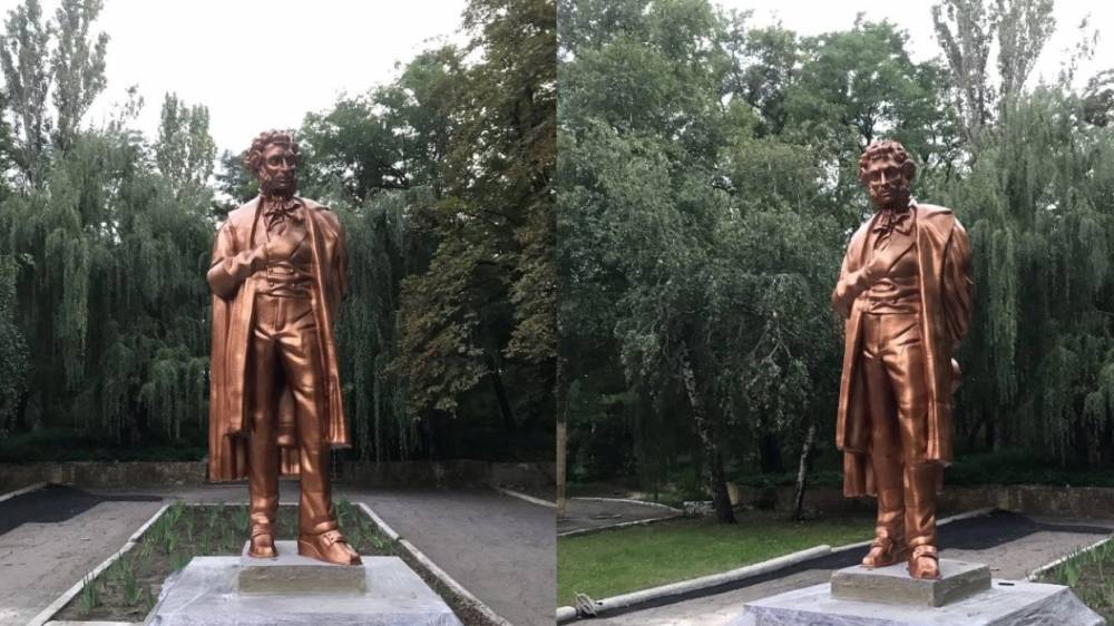 Созданный на 3D-принтере памятник Пушкину открыли в Донецке