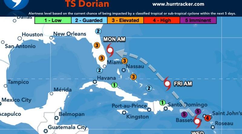 «Дориан» может обрушиться на побережье США с силой урагана 3-й категории