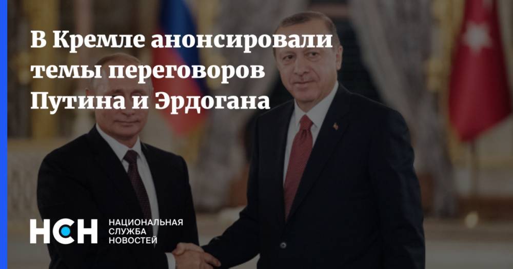 В Кремле анонсировали темы переговоров Путина и Эрдогана