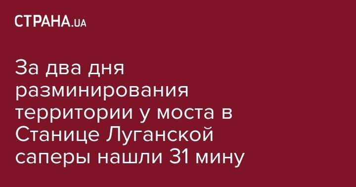 За два дня разминирования территории у моста в Станице Луганской саперы нашли 31 мину