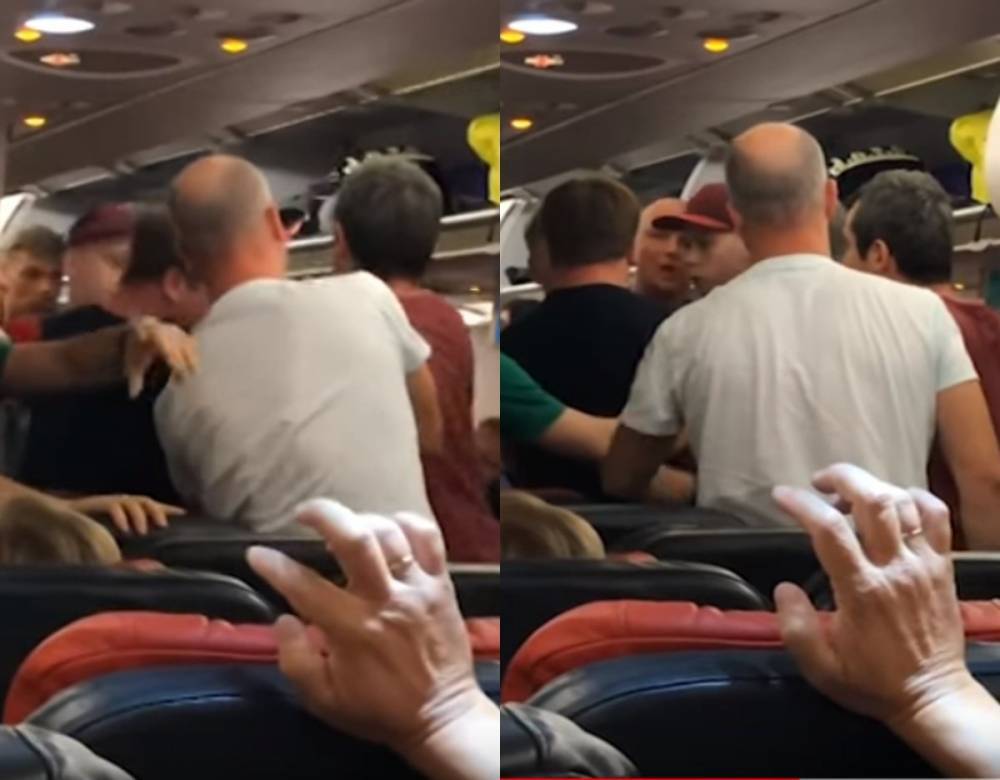В сети появилось видео драки россиян на борту самолета в Турции