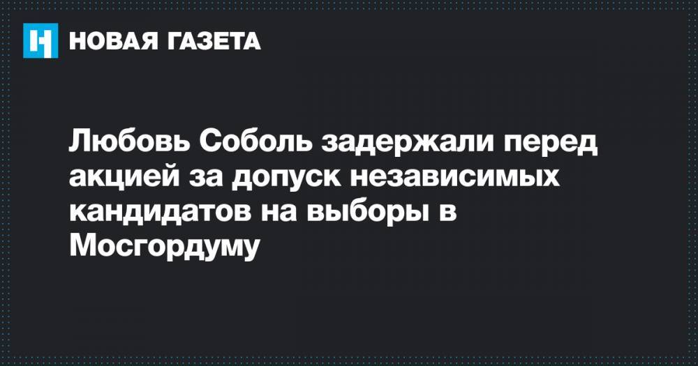 Любовь Соболь задержали перед акцией за допуск независимых кандидатов на выборы в Мосгордуму