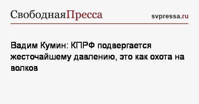 Вадим Кумин: КПРФ подвергается жесточайшему давлению, это как охота на волков
