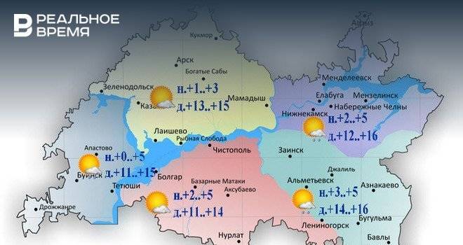 Сегодня в Татарстане местами ожидается небольшой дождь и до +16