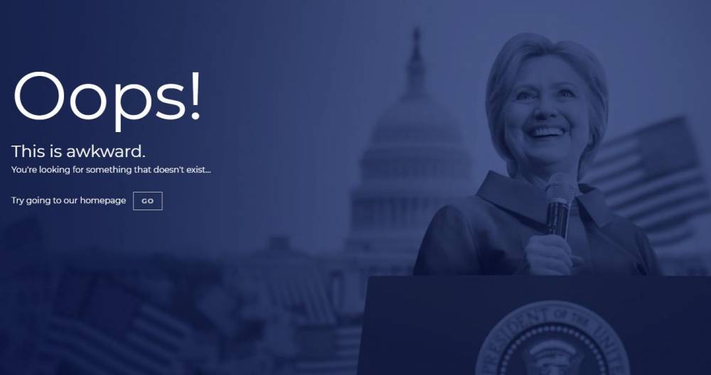Сайт Трампа использовал изображение Хилари Клинтон в качестве иллюстрации «Ошибки 404»