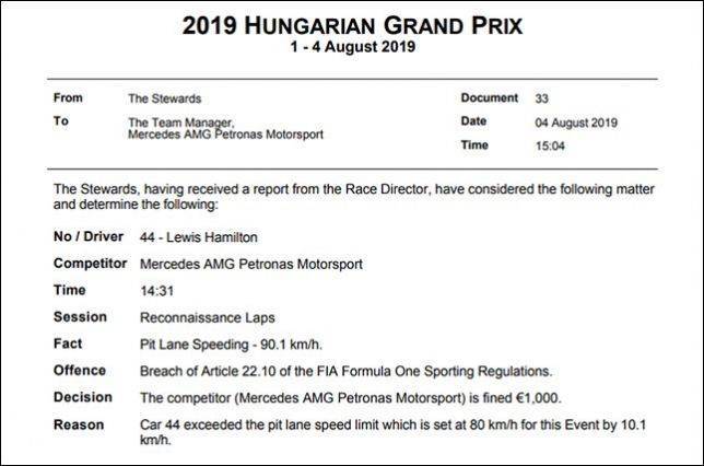 Стюарды оштрафовали Mercedes на 1000 евро - все новости Формулы 1 2019