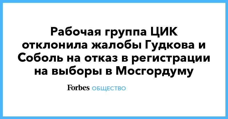 Рабочая группа ЦИК отклонила жалобы Гудкова и Соболь на отказ в регистрации на выборы в Мосгордуму