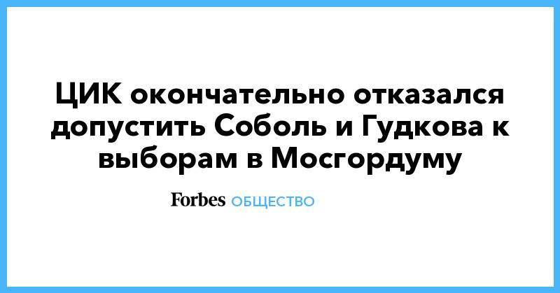 ЦИК окончательно отказался допустить Соболь и Гудкова к выборам в Мосгордуму