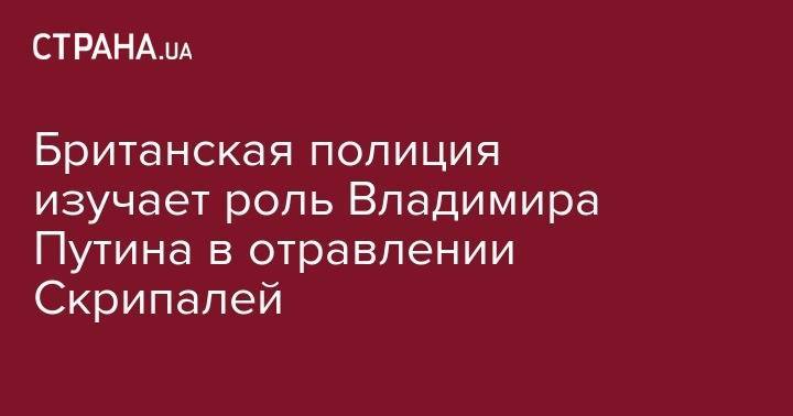 Британская полиция изучает роль Владимира Путина в отравлении Скрипалей