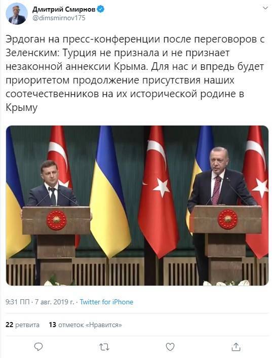 Крым – не русский. Эрдоган в ходе конференции с Зеленским сделал заявление