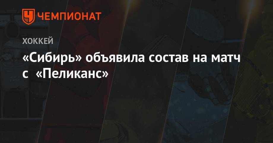 «Сибирь» объявила состав на матч с «Пеликанс»