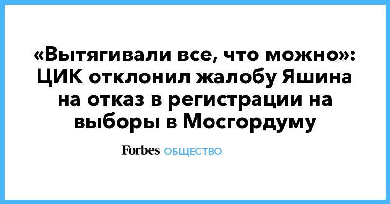 «Вытягивали все, что можно»: ЦИК отклонил жалобу Яшина на отказ в регистрации на выборы в Мосгордуму